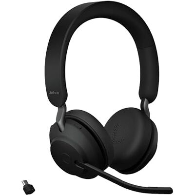 Jabra Evolve2 65 Wireless PC Headset – Noise Cancelling Microsoft Teams Certified Stereo Headphones With Long-Lasting Battery – USB-C Bluetooth Adapter – Black Jabra Evolve2 65 Wireless PC Headset – Noise Cancelling Microsoft Teams Certified Stereo Headphones With Long-Lasting Battery – USB-C Bluetooth Adapter – Black