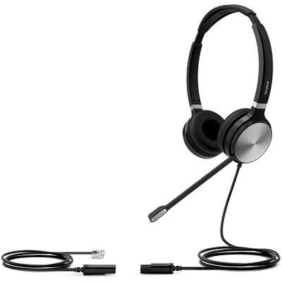 Yealink YHS36 E2 Dual Wired Headset with QD to RJ9, Noise Cancelling Microphone, HD Wideband Audio, Ergonomic Headband, Leather Ear Pads, Compatible Desk IP Phones Yealink YHS36 E2 Dual Wired Headset with QD to RJ9, Noise Cancelling Microphone, HD Wideband Audio, Ergonomic Headband, Leather Ear Pads, Compatible Desk IP Phones