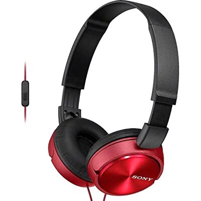 Sony MDR-ZX310AP On-Ear Overhead Wired Headphones with Microphone, Swivel Fold, 3.5mm Headphone Jack Metallic Red Sony MDR-ZX310AP On-Ear Overhead Wired Headphones with Microphone, Swivel Fold, 3.5mm Headphone Jack Metallic Red