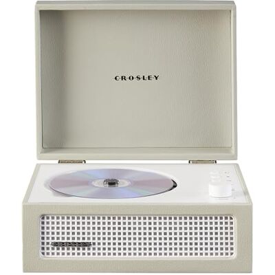 Crosley Voyager Portable CD Player with Bluetooth, Dune Built-In Stereo Speakers & FM Radio – Rechargeable CD Players for Home, Vintage Suitcase Design Crosley Voyager Portable CD Player with Bluetooth, Dune Built-In Stereo Speakers & FM Radio – Rechargeable CD Players for Home, Vintage Suitcase Design