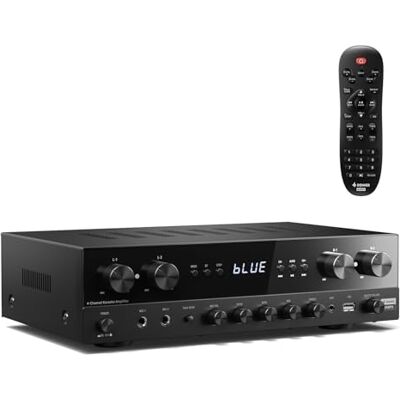 Donner Stereo Receivers Home Audio Amplifier, Premium 1000W Max Power 4 Channel Amplifier with Bluetooth 5.3, USB, FM, 2 Mic-in, Echo, RCA, Fiber/Coaxial Input for Home, Karaoke, Theater Speakers Donner Stereo Receivers Home Audio Amplifier, Premium 1000W Max Power 4 Channel Amplifier with Bluetooth 5.3, USB, FM, 2 Mic-in, Echo, RCA, Fiber/Coaxial Input for Home, Karaoke, Theater Speakers
