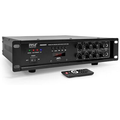 Pyle Amplifier HiFi Bluetooth Amplifier 500W PA Mixing System – Stereo Receiver Rack Mount with Mic Input Talk Over 70V 100V Output USB AUX Optical Coaxial LED Display Pyle Amplifier HiFi Bluetooth Amplifier 500W PA Mixing System – Stereo Receiver Rack Mount with Mic Input Talk Over 70V 100V Output USB AUX Optical Coaxial LED Display