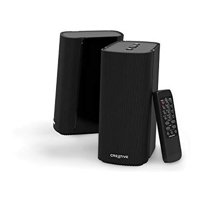 Creative Labs T100 2.0 Compact Hi-Fi Desktop Speakers, up to 80W Peak Power with Bluetooth 5.0, Optical-in, AUX-in, Wide Soundstage and Audio Clarity with Bass Control for Computers and Laptops (Black) Creative Labs T100 2.0 Compact Hi-Fi Desktop Speakers, up to 80W Peak Power with Bluetooth 5.0, Optical-in, AUX-in, Wide Soundstage and Audio Clarity with Bass Control for Computers and Laptops (Black)