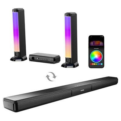 ULTIMEA 5.1ch Sound Bar w/Dolby Atmos, Surround Sound System Soundbar for Smart TV with Subwoofer, Detachable PC Soundbar with RGB Light, App Control, 320W Peak Power, HDMI eARC/OPT/AUX/BT, Apollo S80 ULTIMEA 5.1ch Sound Bar w/Dolby Atmos, Surround Sound System Soundbar for Smart TV with Subwoofer, Detachable PC Soundbar with RGB Light, App Control, 320W Peak Power, HDMI eARC/OPT/AUX/BT, Apollo S80
