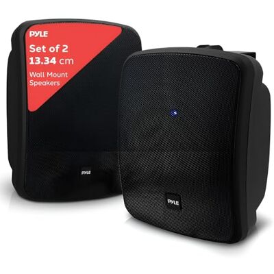 Pyle Outdoor Bluetooth Speakers Pair – 13.3 cm (5.25") Weatherproof Wireless Wall/Ceiling Mounted Speakers, 600W Waterproof, Heavy-Duty Grill, Garden Patio Use, Indoor/Outdoor Sound System – Black Pyle Outdoor Bluetooth Speakers Pair – 13.3 cm (5.25") Weatherproof Wireless Wall/Ceiling Mounted Speakers, 600W Waterproof, Heavy-Duty Grill, Garden Patio Use, Indoor/Outdoor Sound System – Black