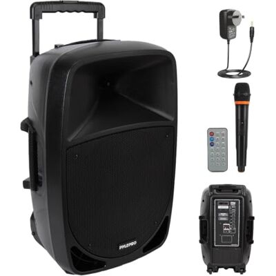 Pyle Portable PA Bluetooth Speaker – 1200W Rechargeable with 30cm Subwoofer, 7.6cm Tweeter, Wireless Microphone, Party Lights, USB/SD/Radio, DJ Speaker with Recording Function Pyle Portable PA Bluetooth Speaker – 1200W Rechargeable with 30cm Subwoofer, 7.6cm Tweeter, Wireless Microphone, Party Lights, USB/SD/Radio, DJ Speaker with Recording Function