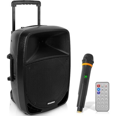 Pyle Portable PA Bluetooth Speaker – 1200W Rechargeable with 30cm Subwoofer, 7.6cm Tweeter, Wireless Microphone, Party Lights, USB/SD/Radio, DJ Speaker with Recording Function Pyle Portable PA Bluetooth Speaker – 1200W Rechargeable with 30cm Subwoofer, 7.6cm Tweeter, Wireless Microphone, Party Lights, USB/SD/Radio, DJ Speaker with Recording Function