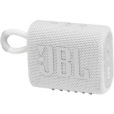 JBL GO 3 Wireless Bluetooth Portable Speaker with Integrated Loop for Travel with USB C Charging Cable, White JBL GO 3 Wireless Bluetooth Portable Speaker with Integrated Loop for Travel with USB C Charging Cable, White