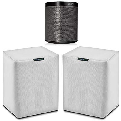 SoundCover Pair of White Outdoor Speaker Covers for Sonos Play:1 / One/One SL 600D Weatherproof Fabric UV, Dust & Rain Shield 2-Pack SoundCover Pair of White Outdoor Speaker Covers for Sonos Play:1 / One/One SL 600D Weatherproof Fabric UV, Dust & Rain Shield 2-Pack