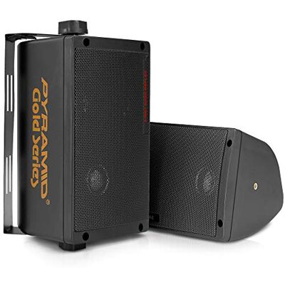 Pyramid 300W Speaker System, 2 Pcs Wall Mounted Indoor/Outdoor Surround Sound Speakers, 3-Way Mountable Mini Box Speakers System Wired for Patio/Porch/Home 16.5cm – 8cm Woofer, Sealed Enclosure Pyramid 300W Speaker System, 2 Pcs Wall Mounted Indoor/Outdoor Surround Sound Speakers, 3-Way Mountable Mini Box Speakers System Wired for Patio/Porch/Home 16.5cm – 8cm Woofer, Sealed Enclosure