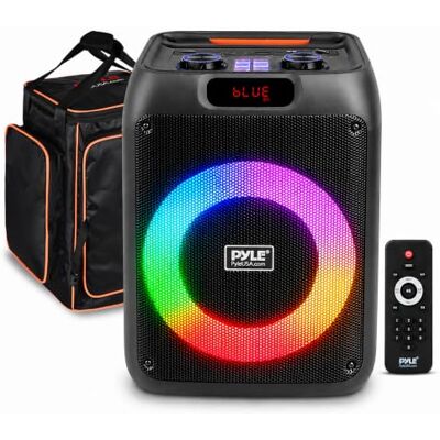 Pyle Portable Wireless PA Speaker with Bag, Bluetooth Party, TWS, 100W Padded backpack case for hands-free travel Perfect for outdoor gatherings and get-togethers Runs up to 8 hours per charge Pyle Portable Wireless PA Speaker with Bag, Bluetooth Party, TWS, 100W Padded backpack case for hands-free travel Perfect for outdoor gatherings and get-togethers Runs up to 8 hours per charge