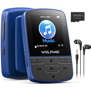 WOLFANG MP3 Players with Bluetooth 5.2, Sports Clip, Mini Size, Weigh 1 oz, HiF FM Radio, Voice Recorder, Earphones Included (Blue) WOLFANG MP3 Players with Bluetooth 5.2, Sports Clip, Mini Size, Weigh 1 oz, HiF FM Radio, Voice Recorder, Earphones Included (Blue)