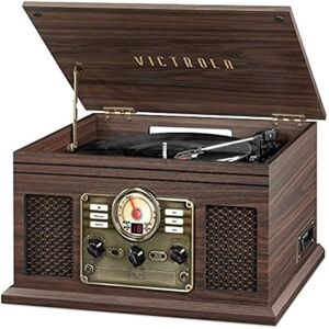 Victrola The Quincy 6-in-1 Bluetooth Record Player & Multimedia Centre with Built-in Speakers – 3-Speed Turntable, CD & Cassette Player, AM/FM Radio, Wireless Music Streaming (Espresso) Victrola The Quincy 6-in-1 Bluetooth Record Player & Multimedia Centre with Built-in Speakers – 3-Speed Turntable, CD & Cassette Player, AM/FM Radio, Wireless Music Streaming (Espresso)