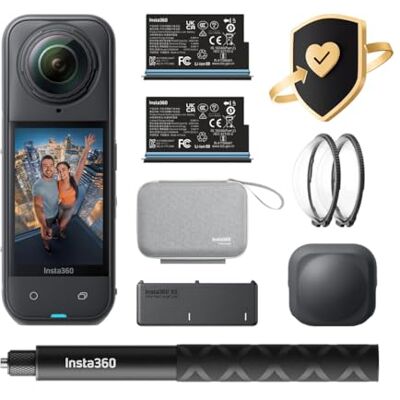 Insta360 X5 Essentials Bundle + 2 Year FlexiCare – Waterproof 8K 360° Action Camera Kit, Invisible Selfie Stick, Fast Charge Case & Lens Guards Insta360 X5 Essentials Bundle + 2 Year FlexiCare – Waterproof 8K 360° Action Camera Kit, Invisible Selfie Stick, Fast Charge Case & Lens Guards