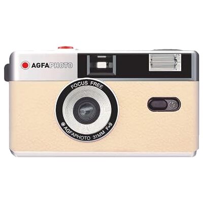 AgfaPhoto 35mm Film Camera – 31 mm F9 Lens, Built-in Flash, Fixed Focus, Compatible ISO 200/400/800 – Case and Strap Included Beige AgfaPhoto 35mm Film Camera – 31 mm F9 Lens, Built-in Flash, Fixed Focus, Compatible ISO 200/400/800 – Case and Strap Included Beige