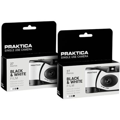 Praktica Single Use Disposable Camera 27 Shots Black & White Film Pack of 2 for weddings, gatherings, travel & more Praktica Single Use Disposable Camera 27 Shots Black & White Film Pack of 2 for weddings, gatherings, travel & more