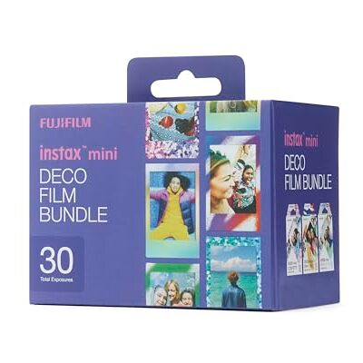 INSTAX mini DECO film bundle, 30 shots containing 1 x 10 shot pack of Confetti, Mermaind Tail and Spray Art design borders INSTAX mini DECO film bundle, 30 shots containing 1 x 10 shot pack of Confetti, Mermaind Tail and Spray Art design borders