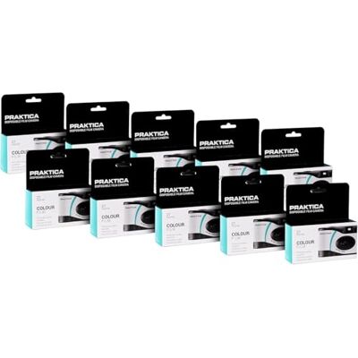 Praktica Single Use Disposable Camera Green 27 Shots Colour Film Pack of 10 for weddings, gatherings, travel & more Praktica Single Use Disposable Camera Green 27 Shots Colour Film Pack of 10 for weddings, gatherings, travel & more
