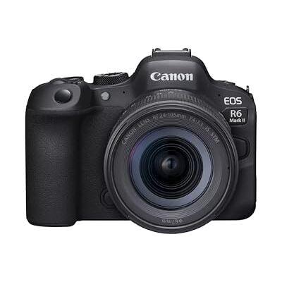 Canon EOS R6 Mark II Full Frame Mirrorless Camera & RF 24-105mm F4-7.1 IS STM 24.2-megapixels, up to 40fps continuous shooting, 4K 60p, up to 8-stops IS and Dual Pixel CMOS Auto Focus II Black Canon EOS R6 Mark II Full Frame Mirrorless Camera & RF 24-105mm F4-7.1 IS STM 24.2-megapixels, up to 40fps continuous shooting, 4K 60p, up to 8-stops IS and Dual Pixel CMOS Auto Focus II Black