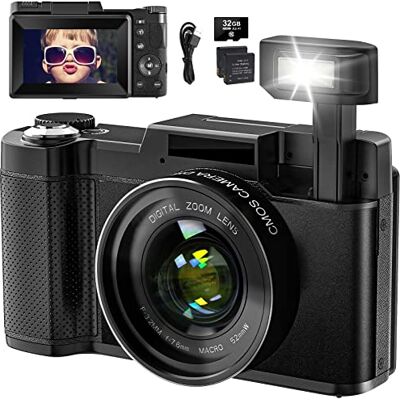 SWAGITLOUD Digital Camera 4K 48MP Vlogging Camera for YouTube 16X Digital Zoom with Macro Function &Liftable Flash, Compact Camera for Photography 3’’ 180°Flip Screen, 32GB TF Card, 2 Batteries SWAGITLOUD Digital Camera 4K 48MP Vlogging Camera for YouTube 16X Digital Zoom with Macro Function &Liftable Flash, Compact Camera for Photography 3’’ 180°Flip Screen, 32GB TF Card, 2 Batteries