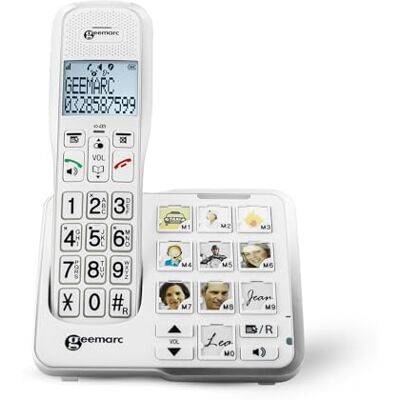 Geemarc Amplidect 595 Photo Amplified Cordless Phone, Big Button Phone for Elderly with Photo Memories, SOS Function and Large Buttons for Seniors Geemarc Amplidect 595 Photo Amplified Cordless Phone, Big Button Phone for Elderly with Photo Memories, SOS Function and Large Buttons for Seniors