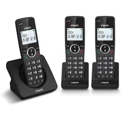 VTech ES2002 DECT Cordless Phone with Nuisance Call Blocker,Easy-to-Read Backlit Display,ECO Mode,Landline Phone with 18 Hours Talk-time,Volume Booster,Handsfree Speakerphone,Speed Dial,Trio Handset VTech ES2002 DECT Cordless Phone with Nuisance Call Blocker,Easy-to-Read Backlit Display,ECO Mode,Landline Phone with 18 Hours Talk-time,Volume Booster,Handsfree Speakerphone,Speed Dial,Trio Handset