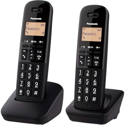 Panasonic KX-TGB612EB Cordless Landline Telephone, with Nuisance Call Blocker and Shock Resistant Handsets, Twin Pack Black Panasonic KX-TGB612EB Cordless Landline Telephone, with Nuisance Call Blocker and Shock Resistant Handsets, Twin Pack Black
