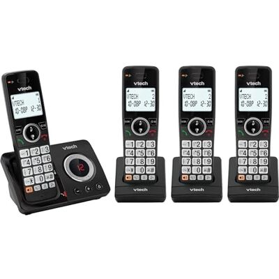VTech EA5053 DECT Cordless Phone with Answering Machine,Nuisance Call Blocker, Volume Booster, Easy-to-Read Backlit Display, 18 Hours Talk-time, Handsfree Speakerphone, 4-Handset VTech EA5053 DECT Cordless Phone with Answering Machine,Nuisance Call Blocker, Volume Booster, Easy-to-Read Backlit Display, 18 Hours Talk-time, Handsfree Speakerphone, 4-Handset