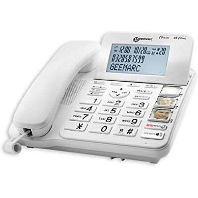 Geemarc CL595 Amplified Corded Telephone with Answering Machine, Talking Keypad, Large Buttons and SOS Function for Seniors Medium to Severe Hearing Loss Hearing Aid Compatible UK version Geemarc CL595 Amplified Corded Telephone with Answering Machine, Talking Keypad, Large Buttons and SOS Function for Seniors Medium to Severe Hearing Loss Hearing Aid Compatible UK version