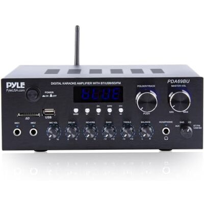 Pyle Home Audio Amplifier, Bluetooth Stereo Receiver, Surround Sound System, Wireless Karaoke Machine with Microphone, Voice Amplifier for Teachers, Singing Machine for Kids & Home Theatre Pyle Home Audio Amplifier, Bluetooth Stereo Receiver, Surround Sound System, Wireless Karaoke Machine with Microphone, Voice Amplifier for Teachers, Singing Machine for Kids & Home Theatre