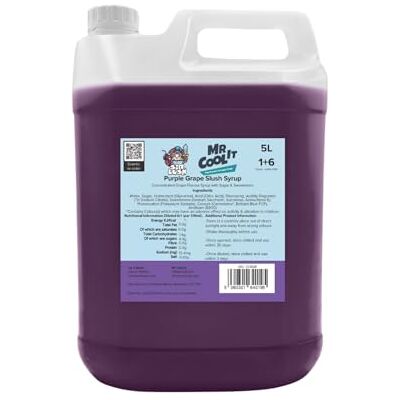 Mr Cool It Purple Grape Slush Syrup 5L Reduced Sugar Frozen Drink Mix, 6:1 Concentrate, Suitable for All SLUSHI Machines, Vegan, Halal & Gluten Free Mr Cool It Purple Grape Slush Syrup 5L Reduced Sugar Frozen Drink Mix, 6:1 Concentrate, Suitable for All SLUSHI Machines, Vegan, Halal & Gluten Free