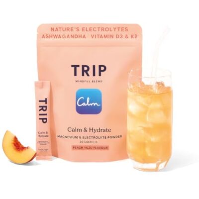 TRIP Calm Electrolyte Magnesium Powder, Peach Yuzu, 20 Sachets TRIP Calm Electrolyte Magnesium Powder, Peach Yuzu, 20 Sachets