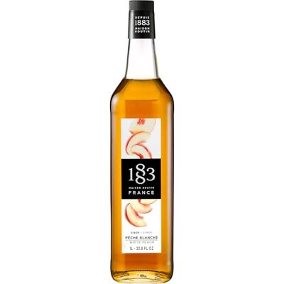 1883 MAISON ROUTIN Premium White Peach Syrup, 1 Litre Glass Bottle Flavoured Syrup, For Coffee, Tea, Cocktails, Iced Drinks & Desserts, Made with Pure Cane Sugar, No Artificial Colours, Vegan 1883 MAISON ROUTIN Premium White Peach Syrup, 1 Litre Glass Bottle Flavoured Syrup, For Coffee, Tea, Cocktails, Iced Drinks & Desserts, Made with Pure Cane Sugar, No Artificial Colours, Vegan