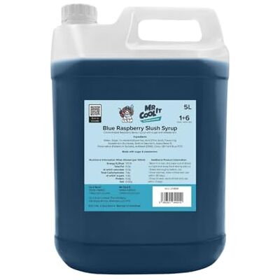 Mr Cool It Blue Raspberry Slush Syrup 5L Reduced Sugar Frozen Drink Mix, 6:1 Concentrate, Suitable for All SLUSHI Machines, Vegan, Halal & Gluten Free Mr Cool It Blue Raspberry Slush Syrup 5L Reduced Sugar Frozen Drink Mix, 6:1 Concentrate, Suitable for All SLUSHI Machines, Vegan, Halal & Gluten Free