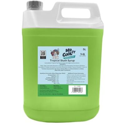 Mr Cool It Tropical Slush Syrup 5L Reduced Sugar Frozen Drink Mix, 6:1 Concentrate, Suitable for All SLUSHI Machines, Vegan, Halal & Gluten Free Mr Cool It Tropical Slush Syrup 5L Reduced Sugar Frozen Drink Mix, 6:1 Concentrate, Suitable for All SLUSHI Machines, Vegan, Halal & Gluten Free