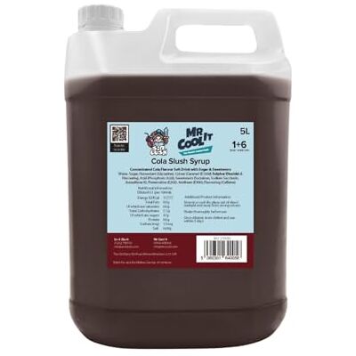 Mr Cool It Cola Slush Syrup 5L Reduced Sugar Frozen Drink Mix, 6:1 Concentrate, Suitable for All SLUSHI Machines, Vegan, Halal & Gluten Free Mr Cool It Cola Slush Syrup 5L Reduced Sugar Frozen Drink Mix, 6:1 Concentrate, Suitable for All SLUSHI Machines, Vegan, Halal & Gluten Free