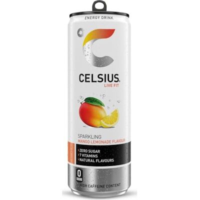 CELSIUS Energy Drink, Sparkling Mango Lemonade 355ml CELSIUS Energy Drink, Sparkling Mango Lemonade 355ml