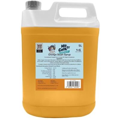 Mr Cool It Orange Slush Syrup 5L Reduced Sugar Frozen Drink Mix, 6:1 Concentrate, Suitable for All SLUSHI Machines, Vegan, Halal & Gluten Free Mr Cool It Orange Slush Syrup 5L Reduced Sugar Frozen Drink Mix, 6:1 Concentrate, Suitable for All SLUSHI Machines, Vegan, Halal & Gluten Free