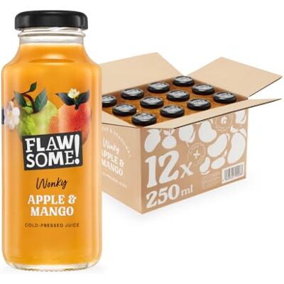Flawsome ! Apple & Mango cold-pressed Juice Glass 250ml-12 Pack Flawsome ! Apple & Mango cold-pressed Juice Glass 250ml-12 Pack