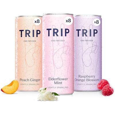 TRIP CBD Sparkling Drink, Low Calorie, Vegan, Mixed Pack, 24 pack TRIP CBD Sparkling Drink, Low Calorie, Vegan, Mixed Pack, 24 pack
