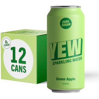 YEW Crisp Apple Sparkling Water 12 x 440ml Cans ZERO Sugar, ZERO Sweetener, Naturally Flavoured Sparkling Water, Calorie Free, Gluten Free, Keto Friendly and Vegan Healthy Fizzy Drink YEW Crisp Apple Sparkling Water 12 x 440ml Cans ZERO Sugar, ZERO Sweetener, Naturally Flavoured Sparkling Water, Calorie Free, Gluten Free, Keto Friendly and Vegan Healthy Fizzy Drink