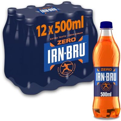 IRN-BRU Zero Carbonated Soft Drink, 12 Pack, 500ml Bottles Zero sugar and zero calorie version of Scotland's iconic 32-flavour sparkling soft drink. IRN-BRU Zero Carbonated Soft Drink, 12 Pack, 500ml Bottles Zero sugar and zero calorie version of Scotland's iconic 32-flavour sparkling soft drink.