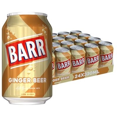 BARR 24 Pack Classic Ginger Beer, Low Sugar & Non-Alcoholic Fizzy Drink, Sparkling Fizzy Pop, 24 x 330ml Cans BARR 24 Pack Classic Ginger Beer, Low Sugar & Non-Alcoholic Fizzy Drink, Sparkling Fizzy Pop, 24 x 330ml Cans