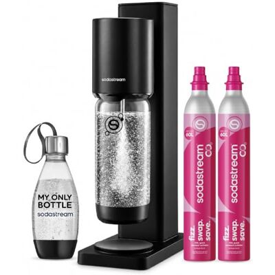 sodastream FRESH Sparkling Water Maker Black Complete, 2 CO2 & 2 Bottles Turn tap water into fizzy drinks in seconds. Includes 2 Quick Connect CO2 cylinders, 1L & 0.5L bottle sodastream FRESH Sparkling Water Maker Black Complete, 2 CO2 & 2 Bottles Turn tap water into fizzy drinks in seconds. Includes 2 Quick Connect CO2 cylinders, 1L & 0.5L bottle