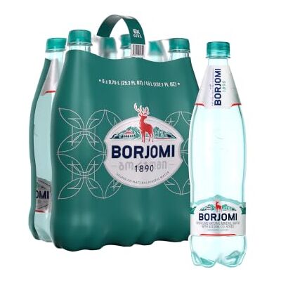 BORJOMI Sparkling Natural Mineral Water Pack of 6 x 1L Plastic Bottle BORJOMI Sparkling Natural Mineral Water Pack of 6 x 1L Plastic Bottle