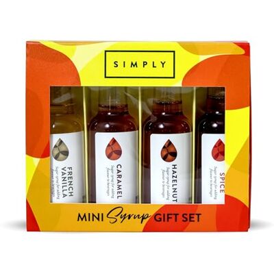 Simply Coffee Syrup Gift Set, French Vanilla, Caramel, Hazelnut & Maple Spice, Syrups for Coffee Drinks, Hot Chocolate & Baking, Vegan & Nut Free, 4 x 50ml Simply Coffee Syrup Gift Set, French Vanilla, Caramel, Hazelnut & Maple Spice, Syrups for Coffee Drinks, Hot Chocolate & Baking, Vegan & Nut Free, 4 x 50ml
