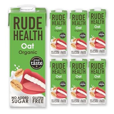 Rude Health 6 x 1 Litre Organic Oat Dairy-Alt Milk, 100% Natural Organic Drink, Lactose Free, Dairy Free & Gluten-Free, No Added Sugar, Award-Winning, Healthy & Vegan, 100% Recyclable Packaging Rude Health 6 x 1 Litre Organic Oat Dairy-Alt Milk, 100% Natural Organic Drink, Lactose Free, Dairy Free & Gluten-Free, No Added Sugar, Award-Winning, Healthy & Vegan, 100% Recyclable Packaging
