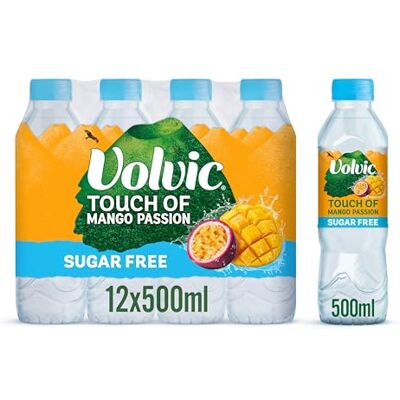 Volvic Touch of Fruit Sugar Free Mango Passion Flavoured Water, 12x500ml Volvic Touch of Fruit Sugar Free Mango Passion Flavoured Water, 12x500ml