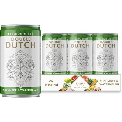Double Dutch Premium Cucumber & Watermelon Soda, 24 x 150ml Cans Double Dutch Premium Cucumber & Watermelon Soda, 24 x 150ml Cans