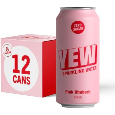 YEW Pink Rhubarb Sparkling Water 12 x 440ml Cans ZERO Sugar, ZERO Sweetener, Naturally Flavoured Sparkling Water, Calorie Free, Gluten Free, Keto Friendly and Vegan Healthy Fizzy Drink YEW Pink Rhubarb Sparkling Water 12 x 440ml Cans ZERO Sugar, ZERO Sweetener, Naturally Flavoured Sparkling Water, Calorie Free, Gluten Free, Keto Friendly and Vegan Healthy Fizzy Drink